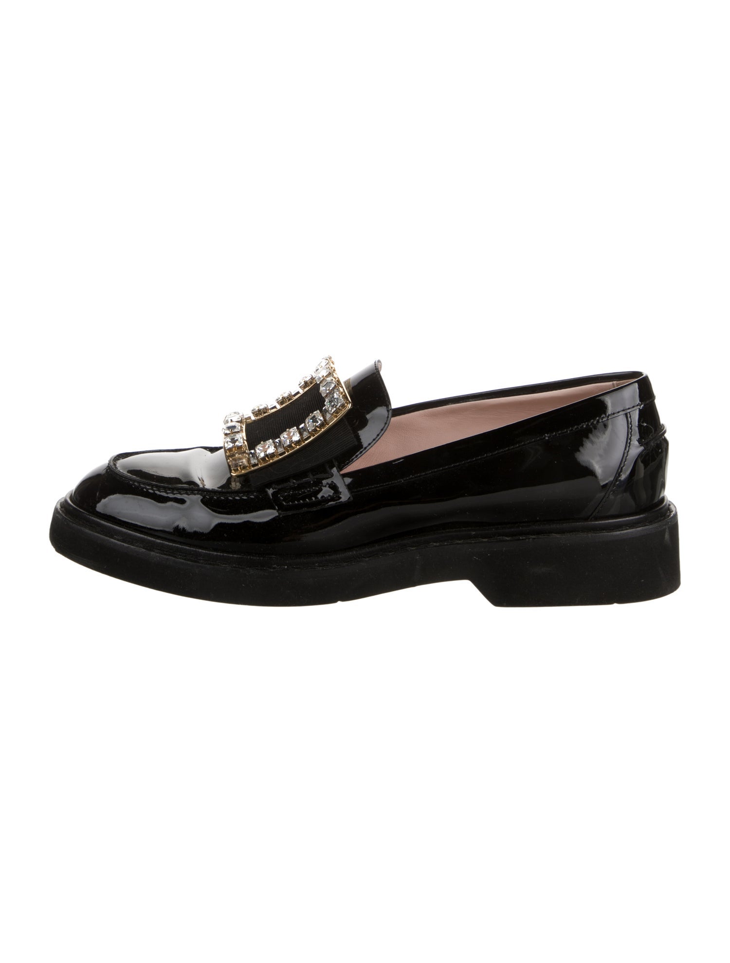 Roger Vivier Patent Leather Crystal Embellishments Loafers